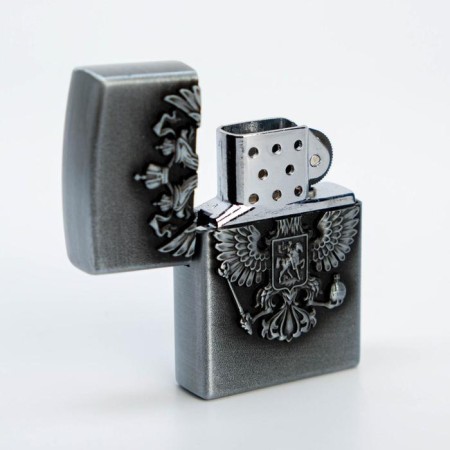 Gas lighter "Emblem of Russia", 3.5 x 5.5 x1.2 cm, silver-4