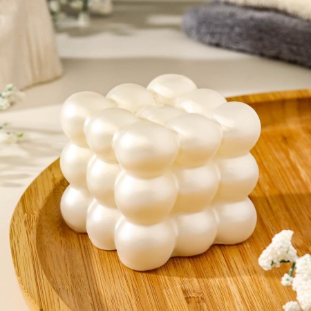 Figure candle Lacked "Babble Cube", 6 cm, pearl-1