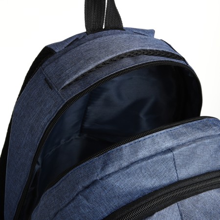 School backpack from textiles on lightning, 5 pockets, blue color-5