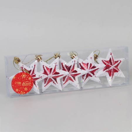 Jewelry decoration "Star Hour" (set of 5 pcs) 6x8 cm, red-white-1