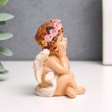 Souvenir Polystone "Angel-Karapus Flower Wreath" MIX 6.5x4.5x4.7 cm-3