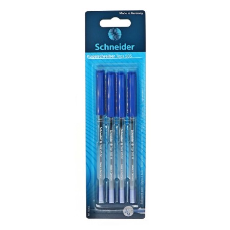 Set of ballpoint pens Schneider "Tops 505 m", 4 pcs., Blue, 1.0 mm, transparent case, blister