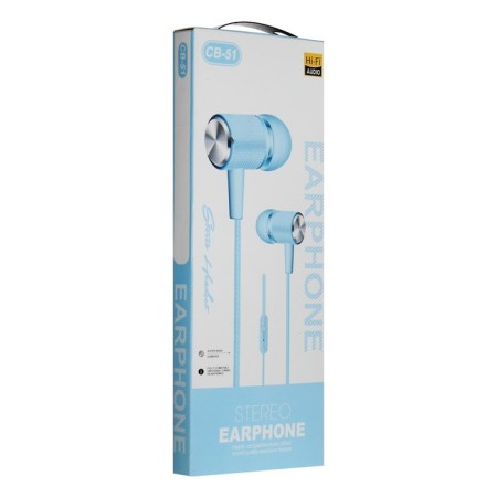 Headphones CB-51, wired, vacuum, microphone, 1 m, jack 3.5 mm, blue-2