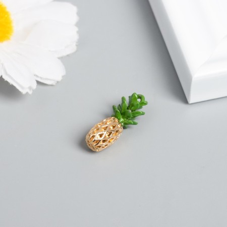 Decor for creativity Metal "Pineapp" golden green 2.2x0.9 cm-1