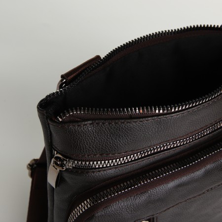 Men's bag with lightning, Terra Dever, 2 pockets, a long belt, brown color-4