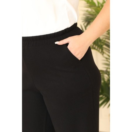 Women's costume: cardigan, trousers, size 50, black color-6