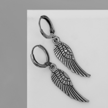 Earrings "Wings" solo, color black silver-1