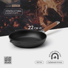 Cast iron pan Wild Kitchen, D = 22 cm, shoulder blade and sponge in the kit