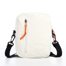Youth bag with lightning, external pocket, white color