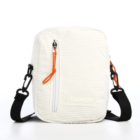 Youth bag with lightning, external pocket, white color