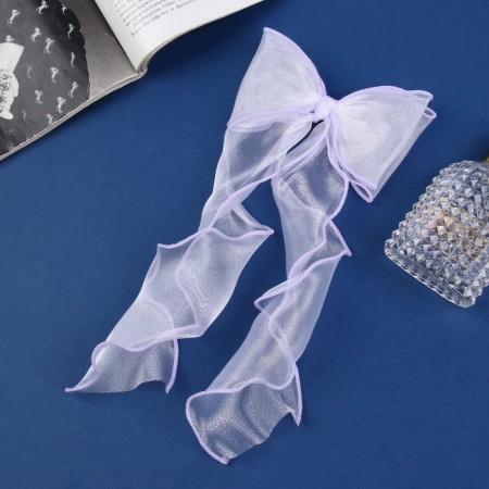 Hair clip "Schoolgirl" bow, 13x32 cm, lilac-1
