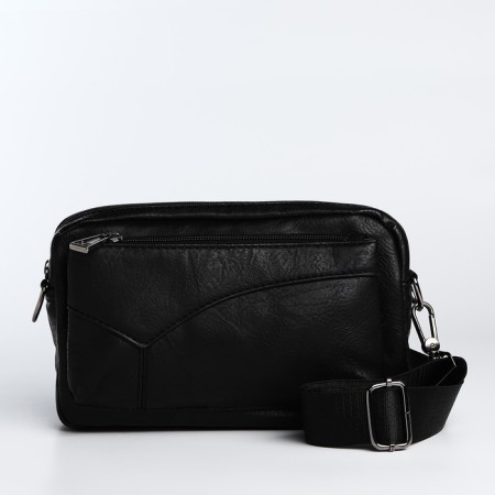 Male bag over the shoulder, artificial leather, black color-1
