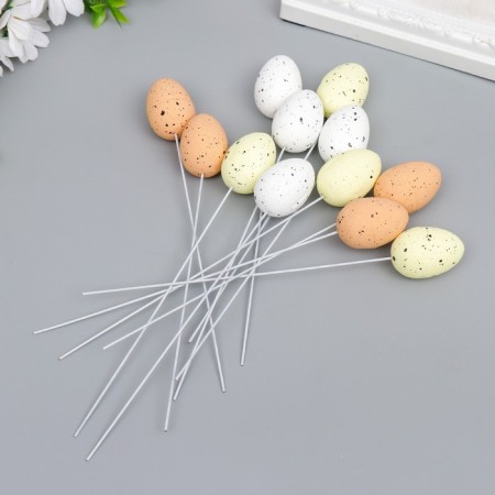 Easter decor on the stick "quail testicles" set of 12 pcs mix 2.5x3.5 cm-1