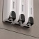 The dispenser for soap, shampoo, shower gel, 3 compartments of 350 ml, white color