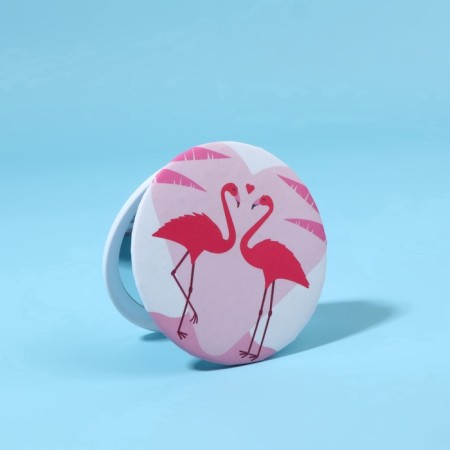 Flaming folding mirror, d = 7.5 cm, pink color-3