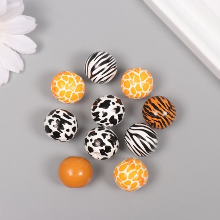 Beads for creativity tree "Animal print" set of 10 pcs 1.6x1.6x1.6 cm