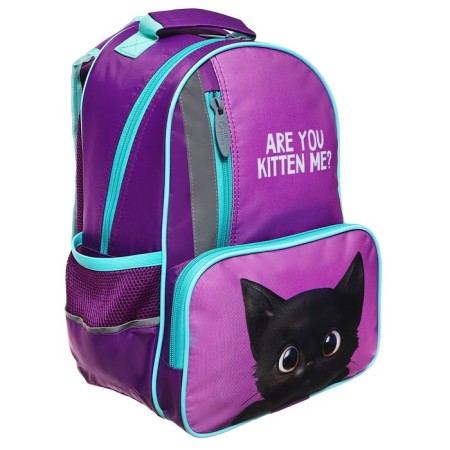 School backpack, 37 x 26 x 13 cm, ergonomic back, calligrata orth "Cat Black"-5