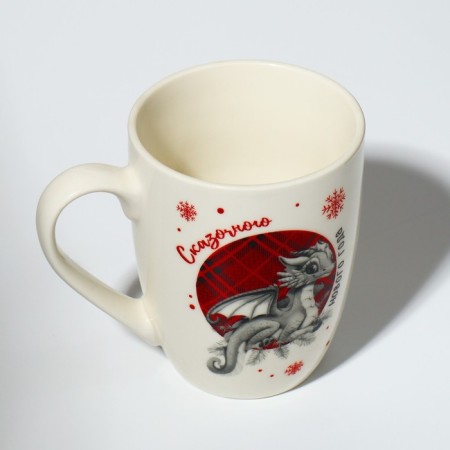 Ceramic mug with a spoon of "fairy -tale New Year", 310 ml, white color-5