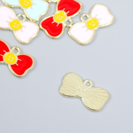 Decor for creativity metal, enamel "Bow with an emoticon" gold mix 1.9x1.1 cm-2