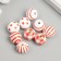 Beads wood for creativity "Round. Red patterns on white" D = 1.6 cm set 10 pcs
