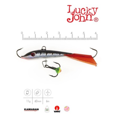 Balancir Lucky John Fin 4 + tee, 6 cm, color 12hrt blister-1