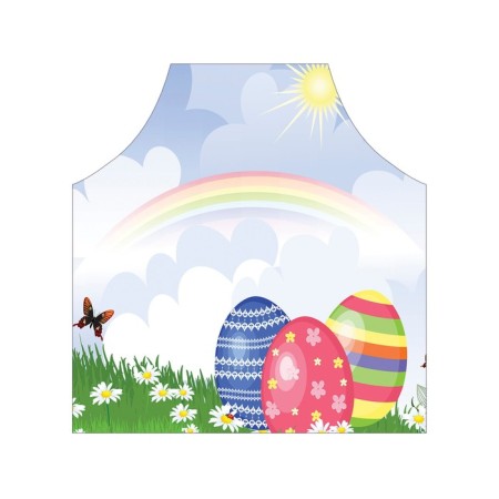 Apron kitchen with a photo print "Rainbow over meadow", adjustable, size OS-2