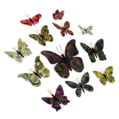 Butterflies cardboard "leaves" set 12 pcs h = 4-10 cm on magnet-5