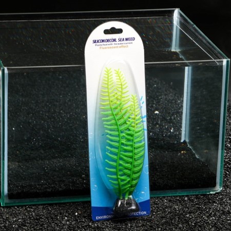Silicone Aquarium plant, glowing in the dark, 8 x 23 cm, green-3