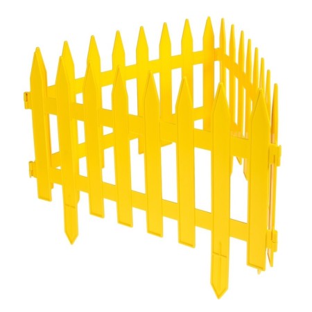 Decorative fence, 35 × 210 cm, 5 sections, plastic, yellow, Gotika, Greengo-8