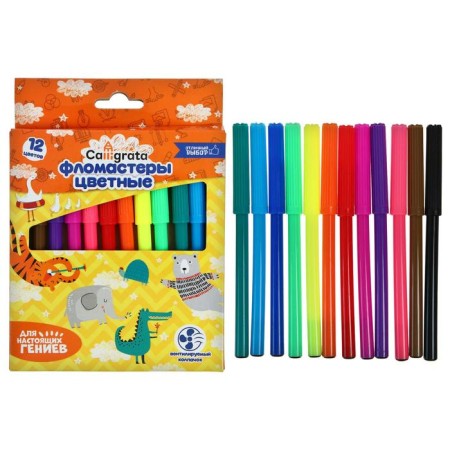 Flomasters 12 colors, a ventilated cap, in a cardboard box