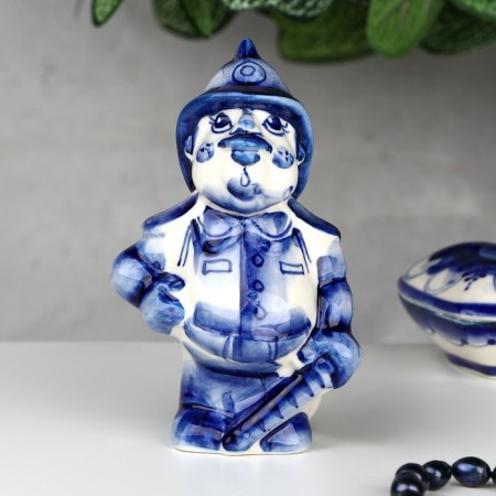 Souvenir "Fireman", 12 cm, gzhel-3