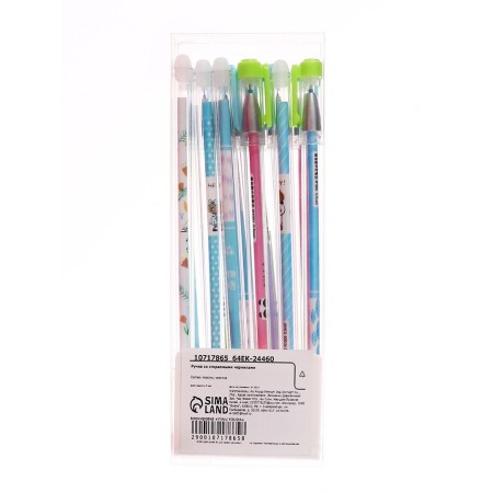 Gel handle Erased ink, 0.5 mm, blue rod, cartoons mix-6