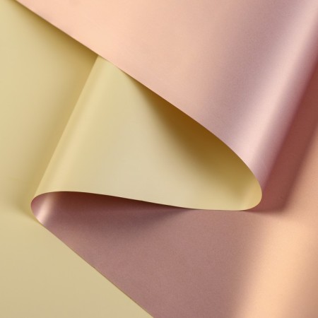 Matte film for flowers, bilateral, "marshmallow", vanilla, bronze, 57 cm x 5 m