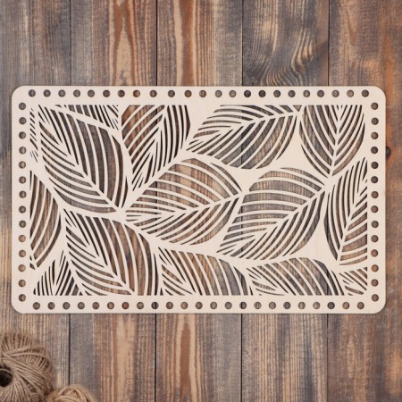 Rectangular knitting workpiece, leaves, plywood 41x25 cm, D 8 mm