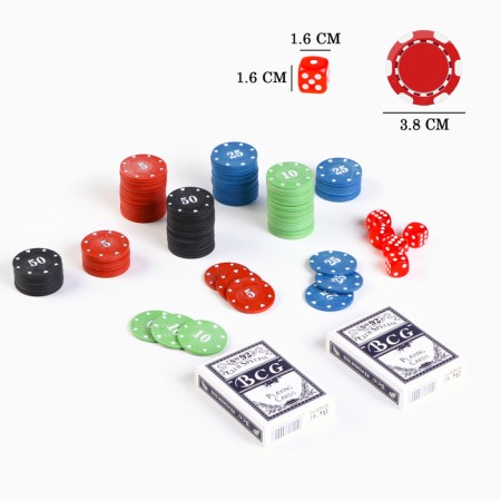 Poker "Game time", set for the game (100 chips, 2 deck of cards, 5 cubes)