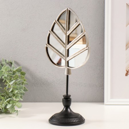 Souvenir Polystone "Mirror Leaf" silver 15.5x11x35 cm-1