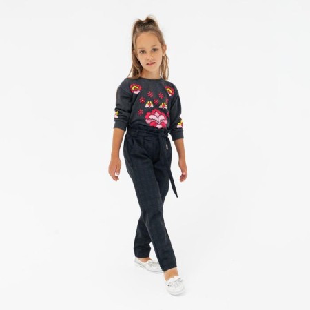 Pants for girls, gray color, height 104 cm-2