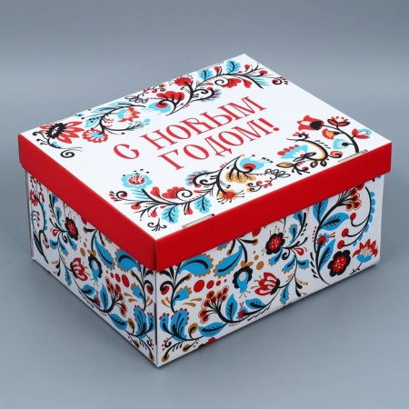 Folk box "People", 31.2 x 25.6 x 16.1 cm, New Year-1