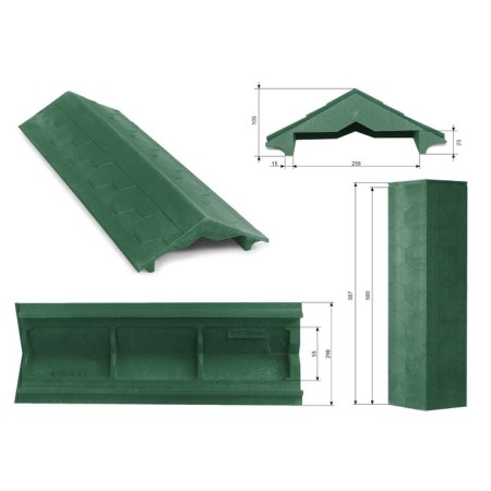 PPK parapet for a fence span, 50 × 28.5 × 2.5 cm, green, “flexible tile”-1