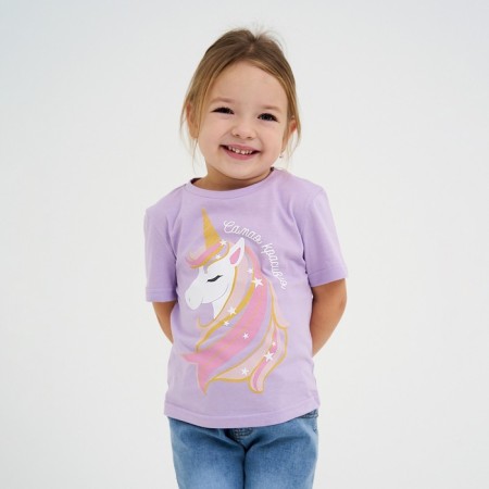 Children's T-shirt KAFTAN "The most beautiful" R.36 (134-140), lilac