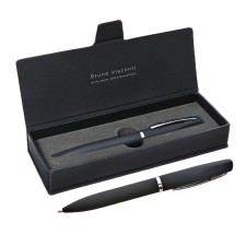 SHOULD OF SHARICAL, 1.0 mm, BrunovisConti Portofino, blue rod, metal case Soft Touch Black, in an eco -leather case