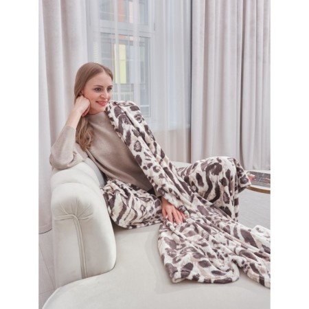 Siberian Tiger blanket, size 200x220 cm, brown color-3