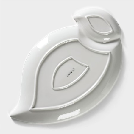 Porcelain dish with magistro sauce "Classic. Sheet ", 33.5 × 20 cm, white color-3