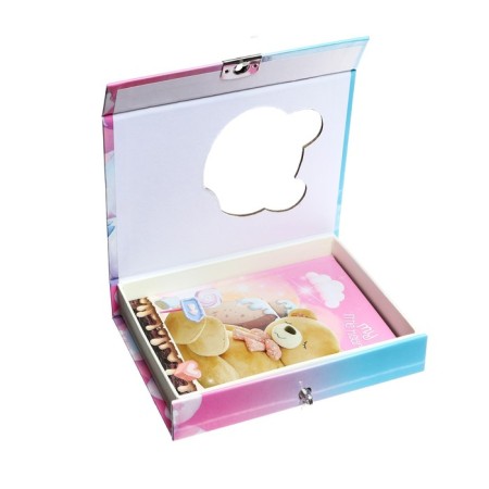 Notebook in a gift box, on a lock, A6, 50 sheets, line "Bear", mix-2