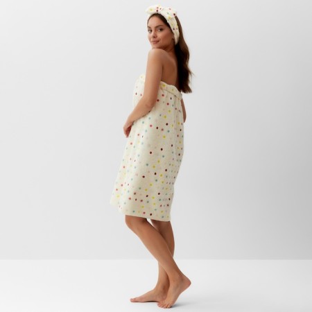 Set for a bathhouse and bathroom Ethel "Confetti", a towel- Pareo 75*120 cm+bandage-3