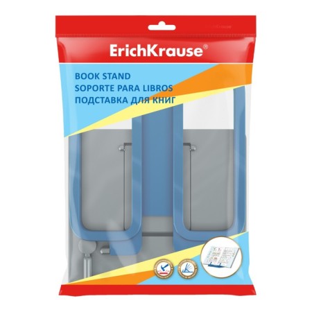 Book stand plastic Erichkrause Base, Ice Metallic, silver. With a blue holder-1