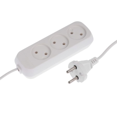 Extension cord 3 sockets, 3 m, 10 A, 2200 W, PVS 2x0.75 mm2, without salary, white-1