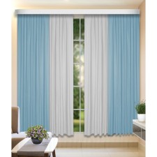 Set of curtains, size 160x240 cm, 2 pcs, blue color, white