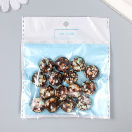 Beads for creativity plastic "Marble. Brown" set of 15 pcs 1.7x1.7x1 cm-2