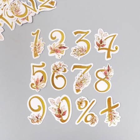 Stickers for creativity "Flower numbers" embossing gold set 48 pcs 9x7x0.8 cm-1